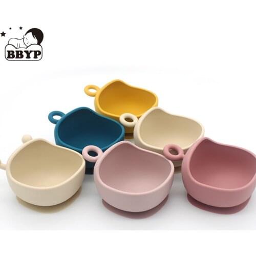 Food grade silicone Sucker Kids feeding tableware baby eating training complementary bowl baby silicone bowl with Safety buckle