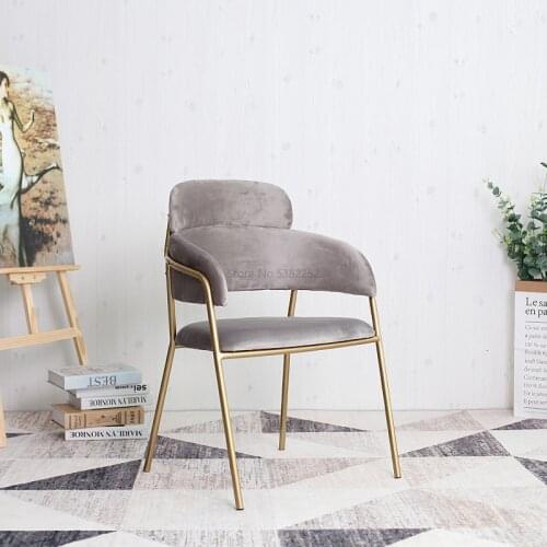 Nordic minimalist gold iron dining chair creative casual makeup hotel coffee shop office chair double back chair