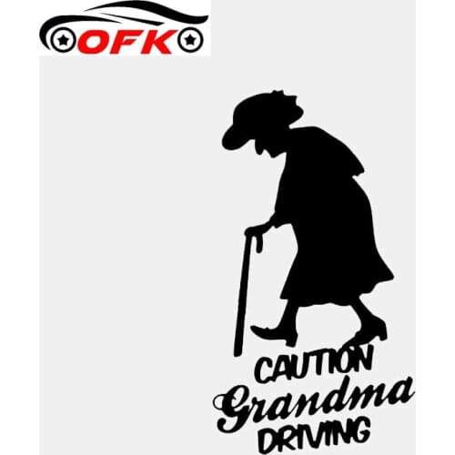OFK Funny Caution Grandma Driving Vinyl Car-styling Car Sticker Decal Decoration 14.5CM*8.1CM