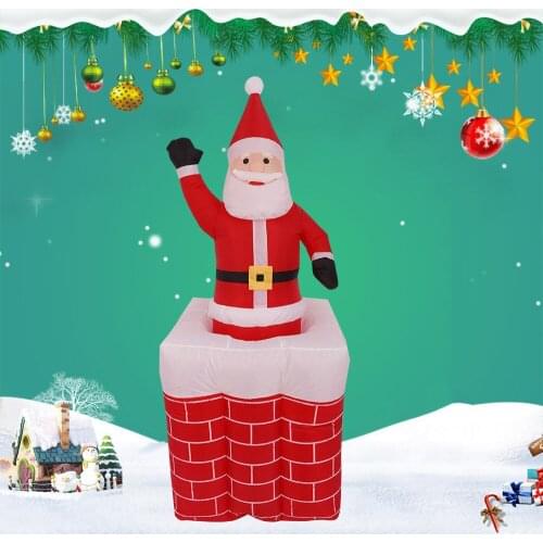 Funny Santa Claus The Chimney Inflatable Props Led Night Light Party Item Glow In The Dark Restaurant Mall Decorations for Wife