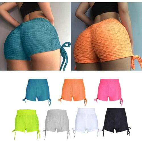 2pcs Women Stretchy Butt Lifting Workout Running Yoga Shorts White /blue L