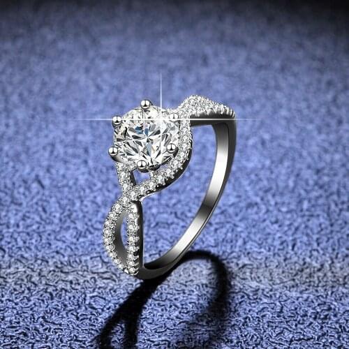 S925 Sterling Silver Moissanite Ring Woman Jewelry Six Prong Classic Flower Wedding Bands Gift