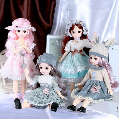 1/6 BJD Doll 30 Cm Girl Gift Pink Long Hair Makeup Cute Princess Doll with Dress Clothes DIY Doll Girl Gift Toy