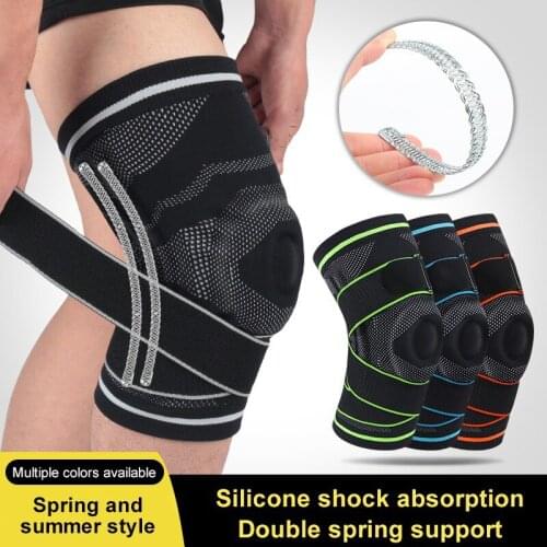 1 pcs Compression Knee Sleeve Support Running Knee Brace Patella Protector Silicone Spring Knee Pad Basketball Sports Kneepads