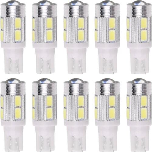 100PCS T10 W5W LED Bulb Turn Signal Light Wedge Side Door Clearance Lights 5630 10 SMD Interior Dome Lamps License Plate Light
