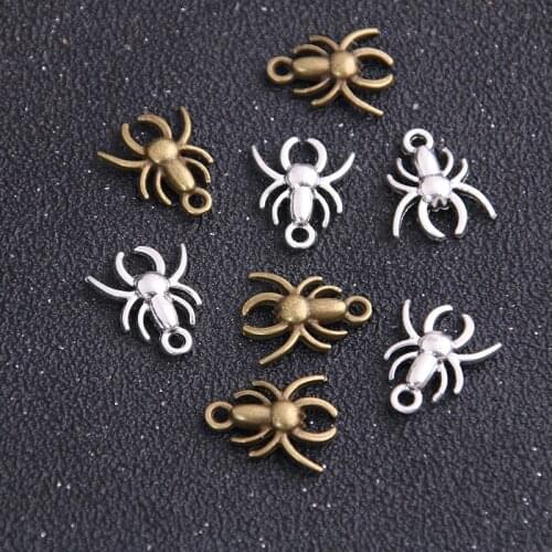 20PCS 14*17mm New Product Two Color Spider Charms Animal Pendant Jewelry Metal Alloy Jewelry Marking
