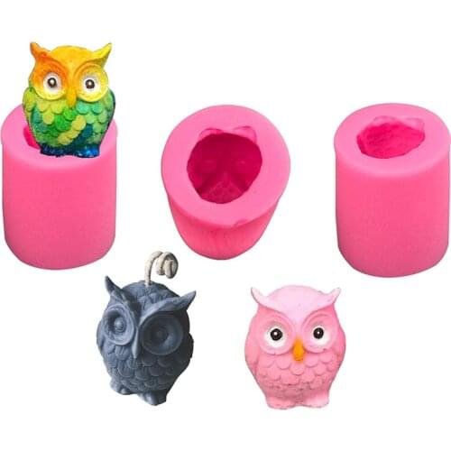3D Owl Animal Silicone Candle Mold Silicone Mold for Candle Making Resin Clay Soap Molds Fondant Cake Decorating Tools