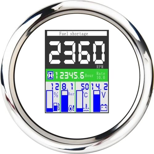 5 in 1 Multi-functional Digital Gauge For Car Boat Tachometer Tacho Meter Fuel Level Water Temp Oil Pressure 0~10Bar Alarm
