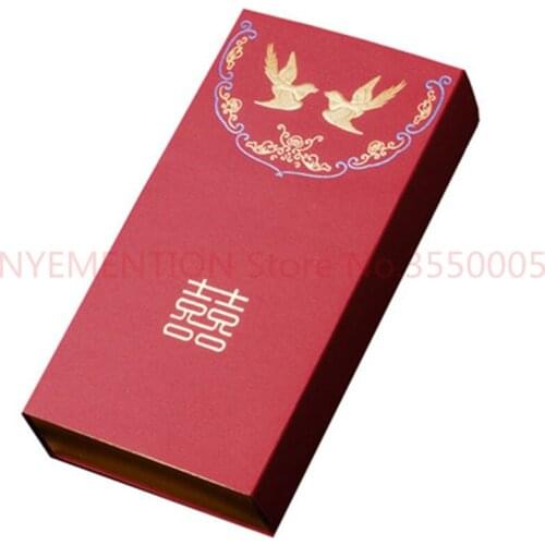 500pcs Asian Themed Chinese Double Happiness Red Color Drawer Type Wedding Candy Box Party Gift Favor Holder