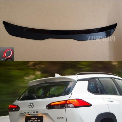 Use For Toyota Corolla Cross 2020 2021 Year Roof Spoiler Carbon Fiber Look Accessories Body Kit Factory Style