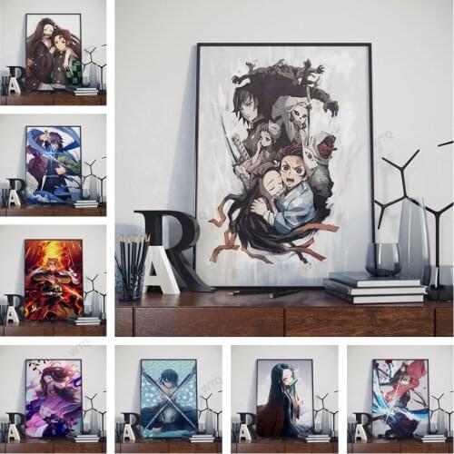 WTQ Anime Posters Demon Slayer: Kimetsu No Yaiba Tanjirou Nezuko Picture Wall Decor Wall Art Picture Room Decor Home Decor