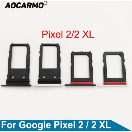 Aocarmo Black/Whtie For Google Pixel 2/2XL Sim Card Tray SIM Slot Holder Replacement Parts