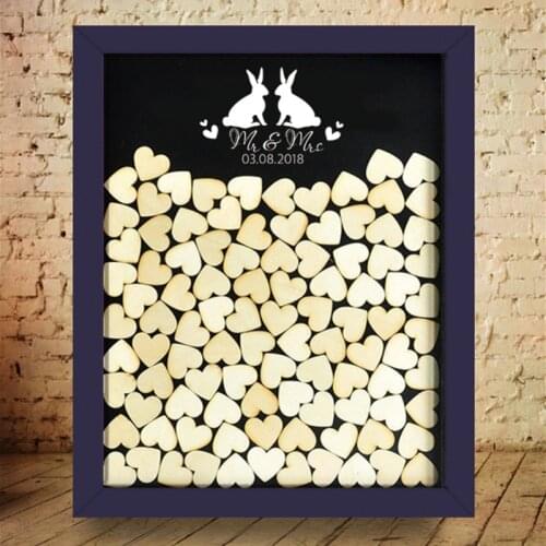 White Love Rubbit Wedding Guest Book Alternatives Heart Drop Box Wood Personalized Custom Mr Mrs Surname Rustic Sign Guestbook