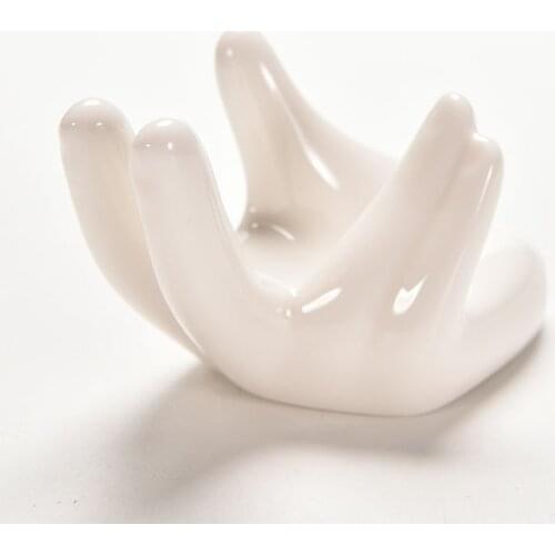 White Porcelain Ceramic Plant Holder Ocarina Bracket Base Ceramic Hand Stand Home Decoration