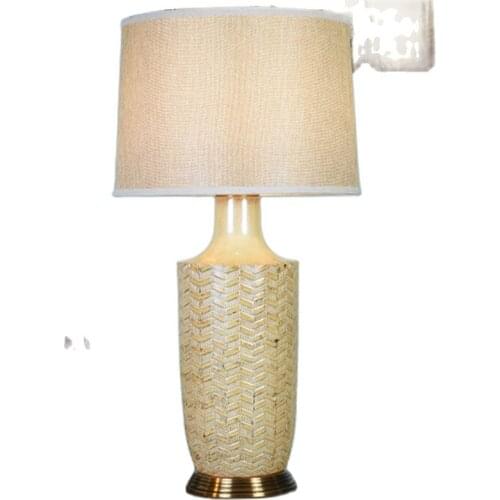 Modern American Art Light Yellow Ceramic Table Lamp For Bed Room Bedside Living Room Foyer Study Desk Reading Night Light LD171