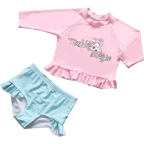 Children Swimwear Girls Bikini Swimsuit Baby Swim Kids 2018 Girl Lovely Princess Split Skirt Long Sleeve Polyester