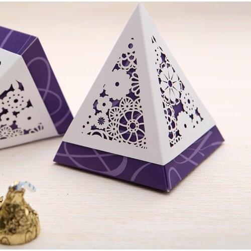 Ferimo 50pcs Wedding party favor candy chocolates box creative gift boxes Purple/Red/Yellow/Brown packaging bag