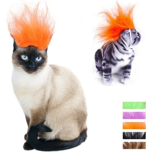 Punk Rock and Roll Pet Hair Headdress Dog Cat Wig Teddy Funny Halloween Supplies Cat Assessoires Kitten Cosplay Dress Up
