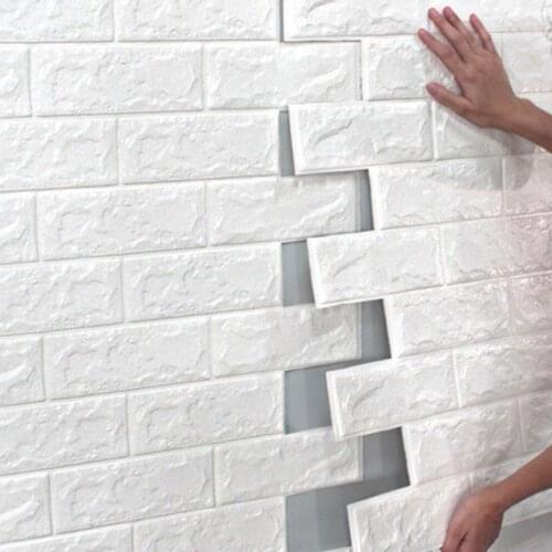 Brick wall Stickers DIY 3D PE Foam Wallpaper Panels Room Decal Stone Decoration Embossed Self Adhensive 3D Brick Wall 77*70cm