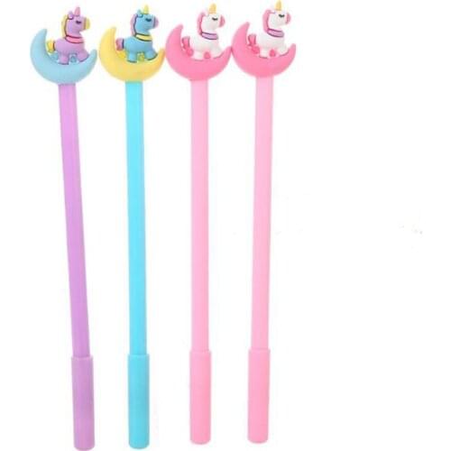 2pc Kawaii Moon Unicorn Gel Pen Creative Moonlight Pony Waterborne Black Ink Pen Student Office School Supplies Korea Stationery