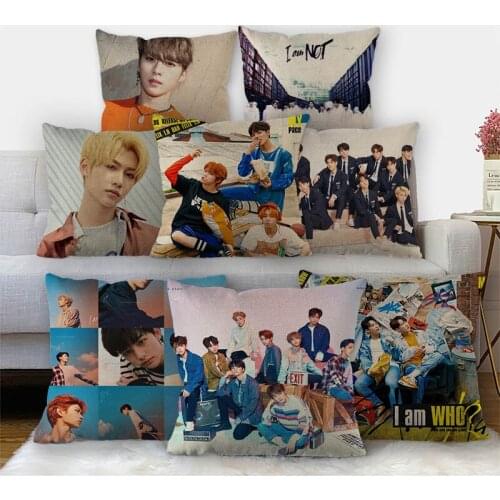 Nice Kpop Stray Kids Pillowcase Cotton Linen Fabric Square Zipper Pillowcase 45X45cm Wedding Decorative Pillow cover 11-17