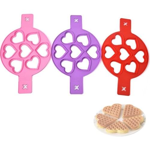 Red Silicone 7 Hole Heart Pancake Mould Multifunctional Egg Fryer Creative Kitchen Gadgets