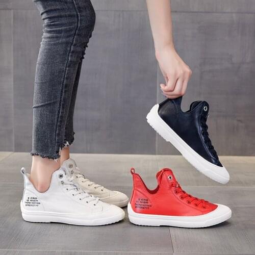 Sneakers Women Genuine Leather Lace-Up Round Toe Popular Spring Autumn Fashion V-mouth Casual Sport Running Shoes Soft Sole