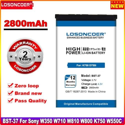 2800mAh BST-37 Li-ion Battery For Sony W350 W710 W810 W800 K750 W550C W810C W700C W710C K750C D750i K610 phone BST 37 BST37