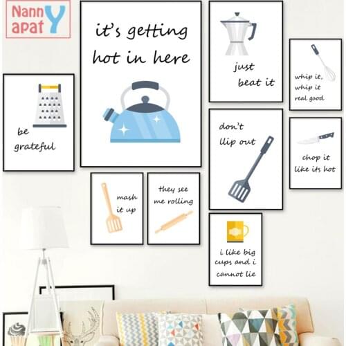 Minimalist Canvas Painting Cartoon Kitchen Tools Watercolor Printed Poster Dinning Room Wall Art Decoration Modern Home Decor