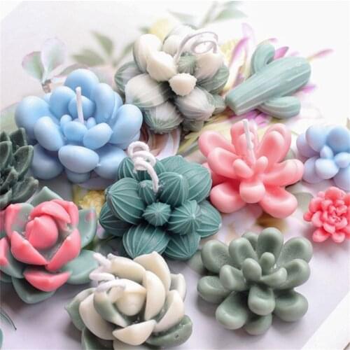 New 9 Styles 1pc Succulent Plants Wax Candle Silicone Mold Cactus Diy Epoxy Resin Mold Sugar Plaster Clay Soap Mould Home Decor