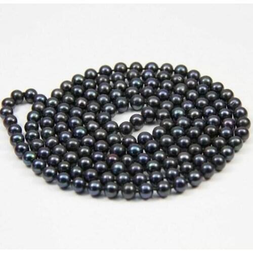 30'' 50'' 80cm 125cm 7-8mm black pearl long necklace natural Freshwater PEARL Women Jewelry