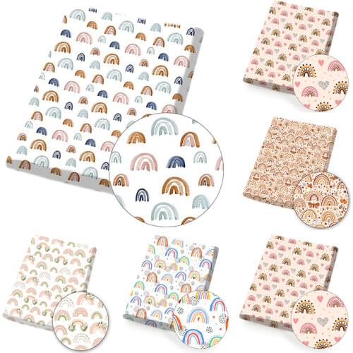 Polyester Cotton Fabric By The Meter Rainbow Printed Cloth Sheet DIY Dress Sewing Mask Bag Making Material Home Textile 45*145cm