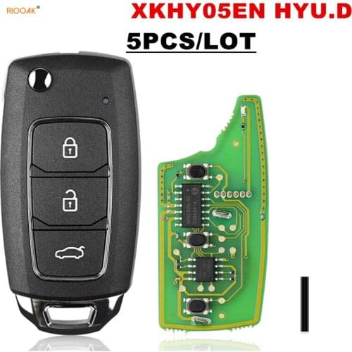 RIOOAK 5PCS/LOT XHORSE XKHY05EN for Hyundai style Wired Universal Remote Key Fob 3 Button for VVDI Key Tool locksmith tools