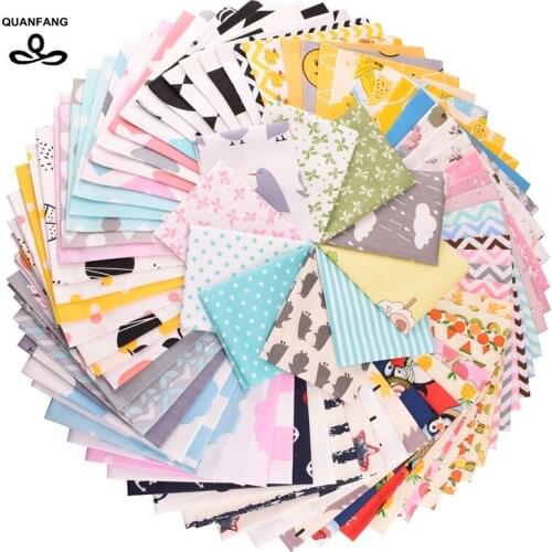 QUAN FANG 80pcs/lot Random color 40x50cm Printed Twill Cotton Fabric For Patchwork Cloth DIY Quilting Sewing Child doll Material