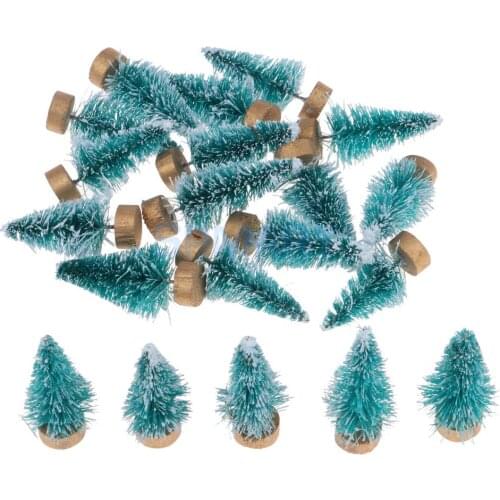 20 Pieces 4cm Christmas Tree Doll Toy Dollhouse Miniature Room Items Xmas Party Ornaments Accessories Green