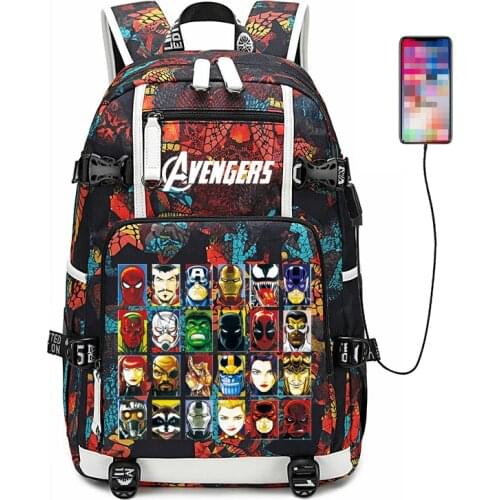 Marvel The Avengers Spiderman Laptop Backpack Women Men USB Charging Travel Rucksack Male Vintage School Bag Capacity Mochilas