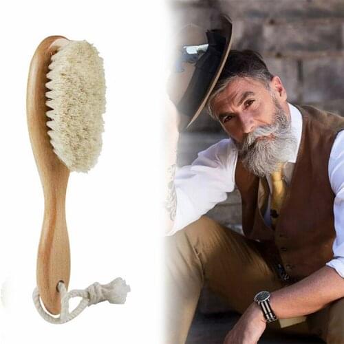 Men Mustache Beard Brush Wooden Handle Bristle/Wool Shaving Brushes Men Mustache Comb Hairdresser Shaving Tool