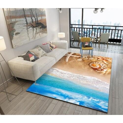 Blue Mediterranean Style 3D Carpets for Living Room Bedroom Carpet Coffee Table Sofa Bed Antiskid Floor Mat Custom Washable Rugs