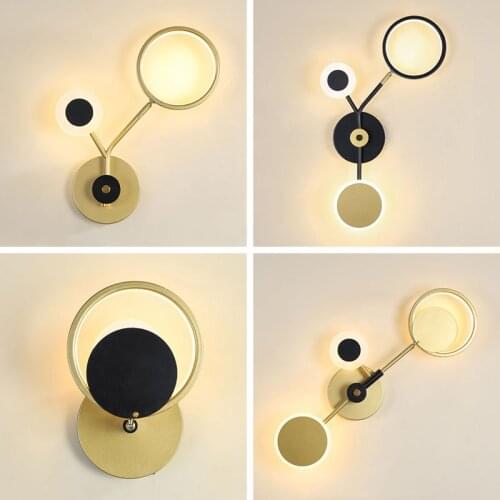 Modern Simple Round Rotatable Wall Lamp Bedroom Study Bedside Lamp Led Lighting