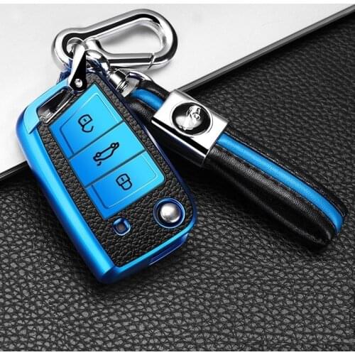 Car Key Case Cover For Volkswagen VW Polo Golf 7 MK7 Tiguan passat For Skoda Octavia Kodiaq Karoq For Seat Ateca Leon Key Bag