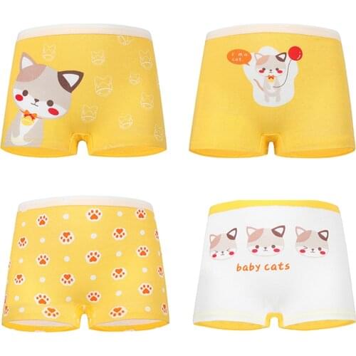 2-12Y Children 4 Pieces/Lot Underwear High Quality Cotton Girls Panties Cute Pattern Kids Boxer Briefs Child Soft girl Pants