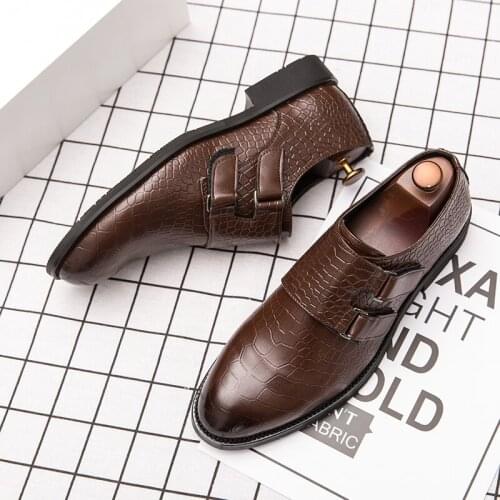 Misalwa Mens Hand-polished Monk-Strap Dress Leather Shoes Italian Design Business Wedding Suit Shoes Dropshipping Big Size 38-48