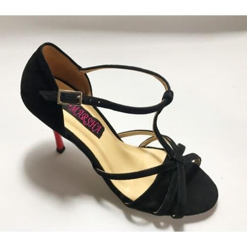 Comfortable and Fashional Argentina Tango Dance Shoes Party Shoes Wedding Shoes black suede leatherT6256BS leather hard sole