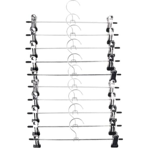 10pcs/lot New Hangers For Clothes Stainless Steel Clip Stand Hanger Pants Skirt Kid Clothes Adjustable Pinch Grip
