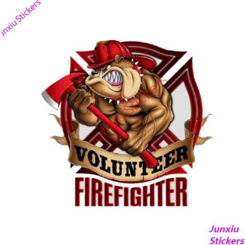 Bull Dog Volunteer Firefighter Cover Scratches Car-Sticker Decals Sunscreen Decoration Bumper Suv Vinyl Car Accessories 16*16cm