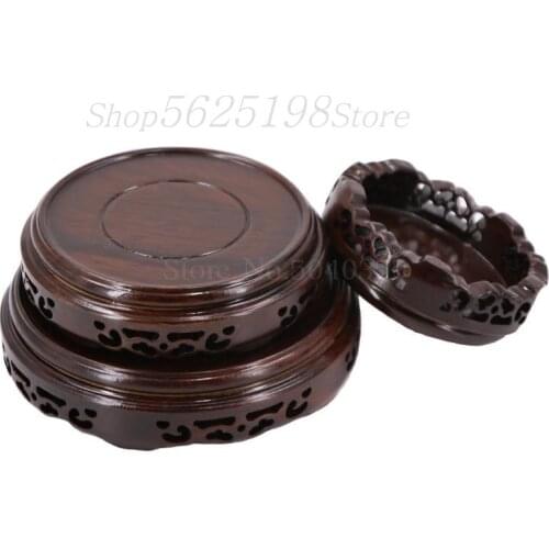 Solid wood bracket ornaments stone stone teapot bonsai vase flower pot incense burner Buddha wood mahogany round base