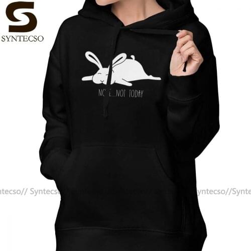 Not Today Hoodie Nope - Not Today - Bunny Hoodies Streetwear Kawaii Hoodies Women Printed XXL Long Sleeve Black Pullover Hoodie