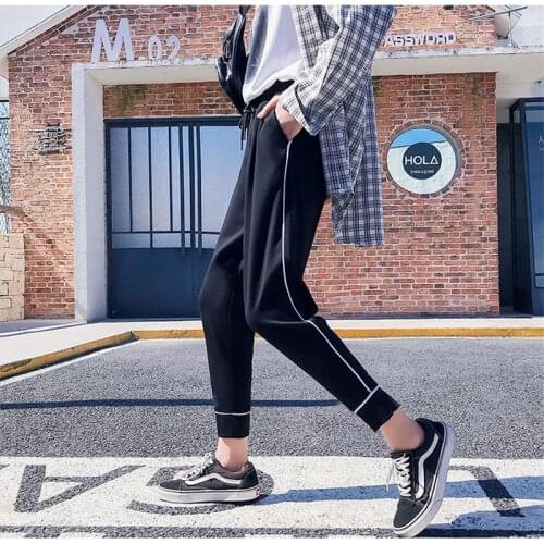 Womens Pants Korean Punk Harajuku Ulzzang Sports And Leisure Harem Trouser Casual Female Cute Vintage Kawaii Trousers For Women