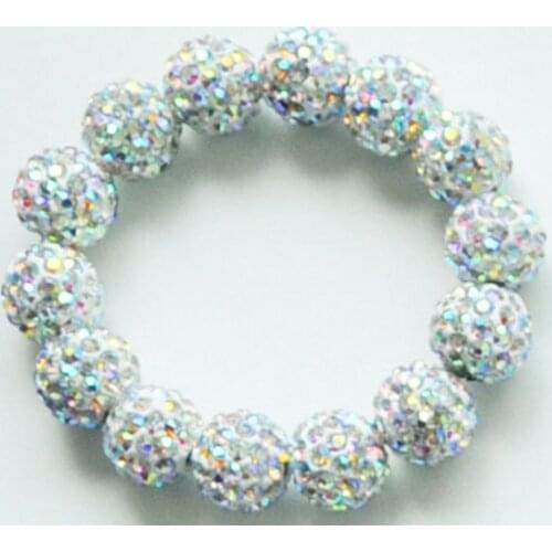 10mm mix multicolor Micro Pave CZ Disco beads AB clay handmade crystal Bracelet Jewelry For kids Bangles p799