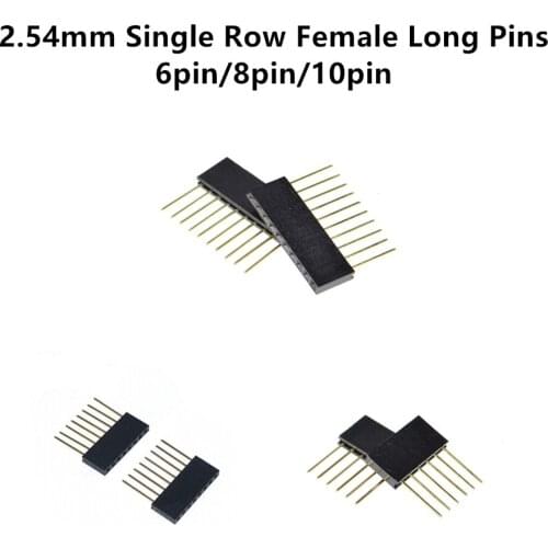 10pcs/lot 6pin/8pin/10pin 2.54mm Single Row Female Long Pins 11mm Breakaway PCB Board Pin Header socket Connector